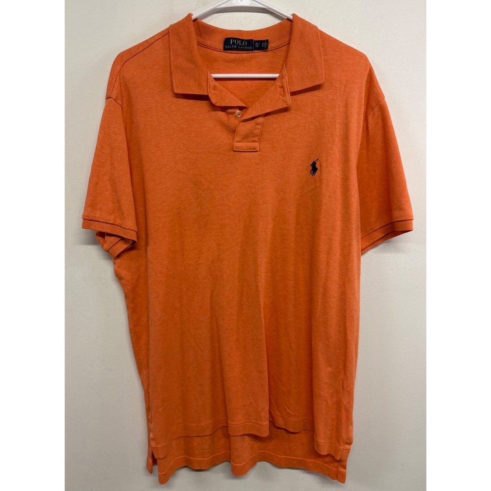 Polo Ralph Lauren Mens XL Orange Heather Short Sleeve Cotton Polo Shirt Pony